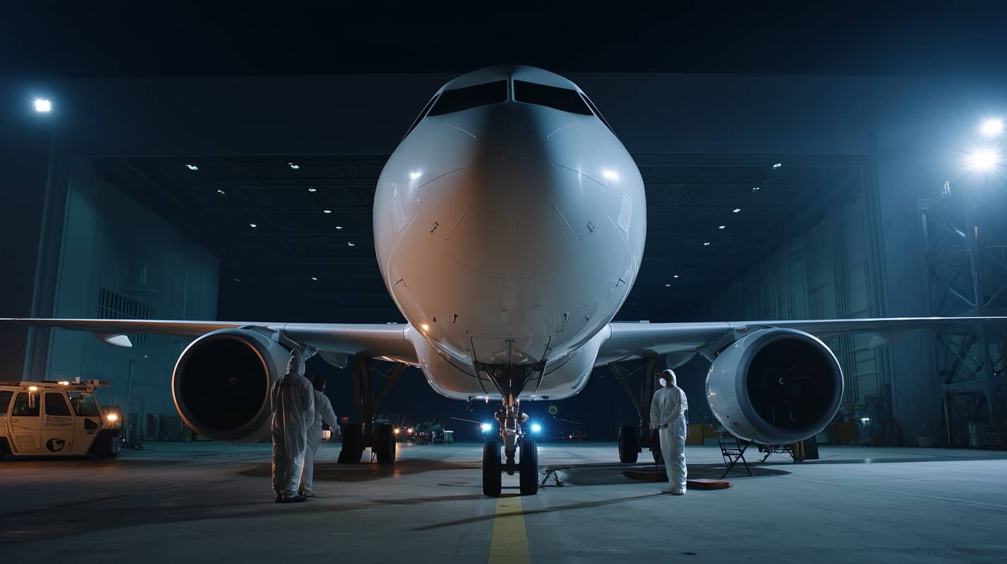 Professionelle Flugzeugbeschichtung von Coater GmbH, Frosio zertifiziert, für Luftfahrt und industrielle Beschichtungen.