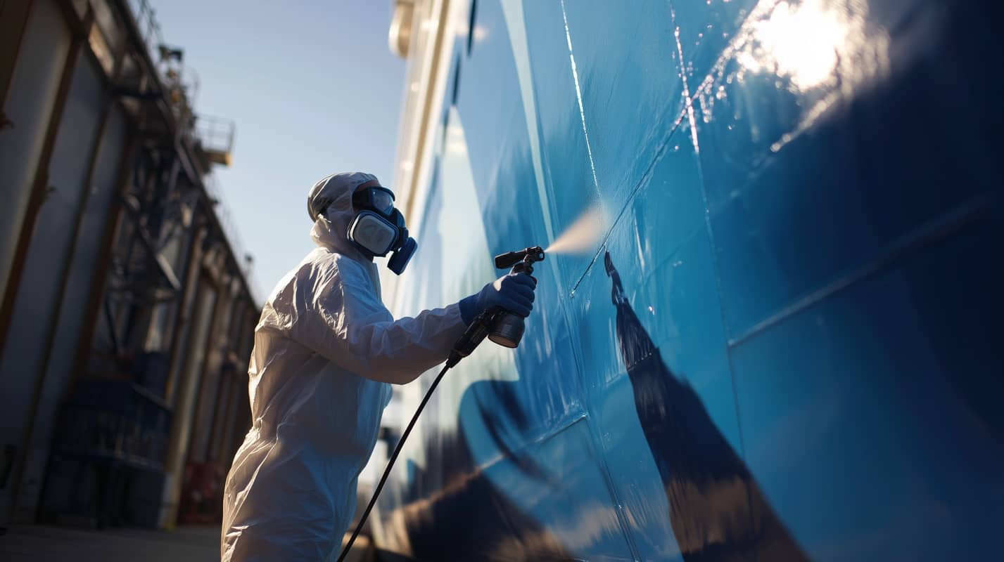 Professionelle Yachtlackierung durch Coater GmbH, spezialisiert auf marine Beschichtungen, Korrosionsschutz und industrielle Beschichtungen.