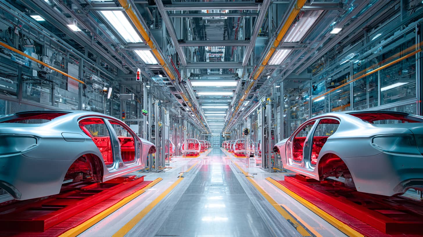 Hochmoderne Produktionslinie für Fahrzeuglackierung bei Coater GmbH, spezialisiert auf industrielle Beschichtungen und Korrosionsschutz.