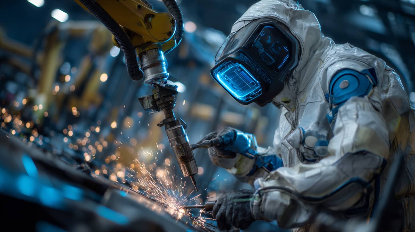 Fachkraft bei der industriellen Beschichtung mit Fokus auf Marine- und Luftfahrtanwendungen. Coater GmbH bietet professionelle Dienstleistungen an.
