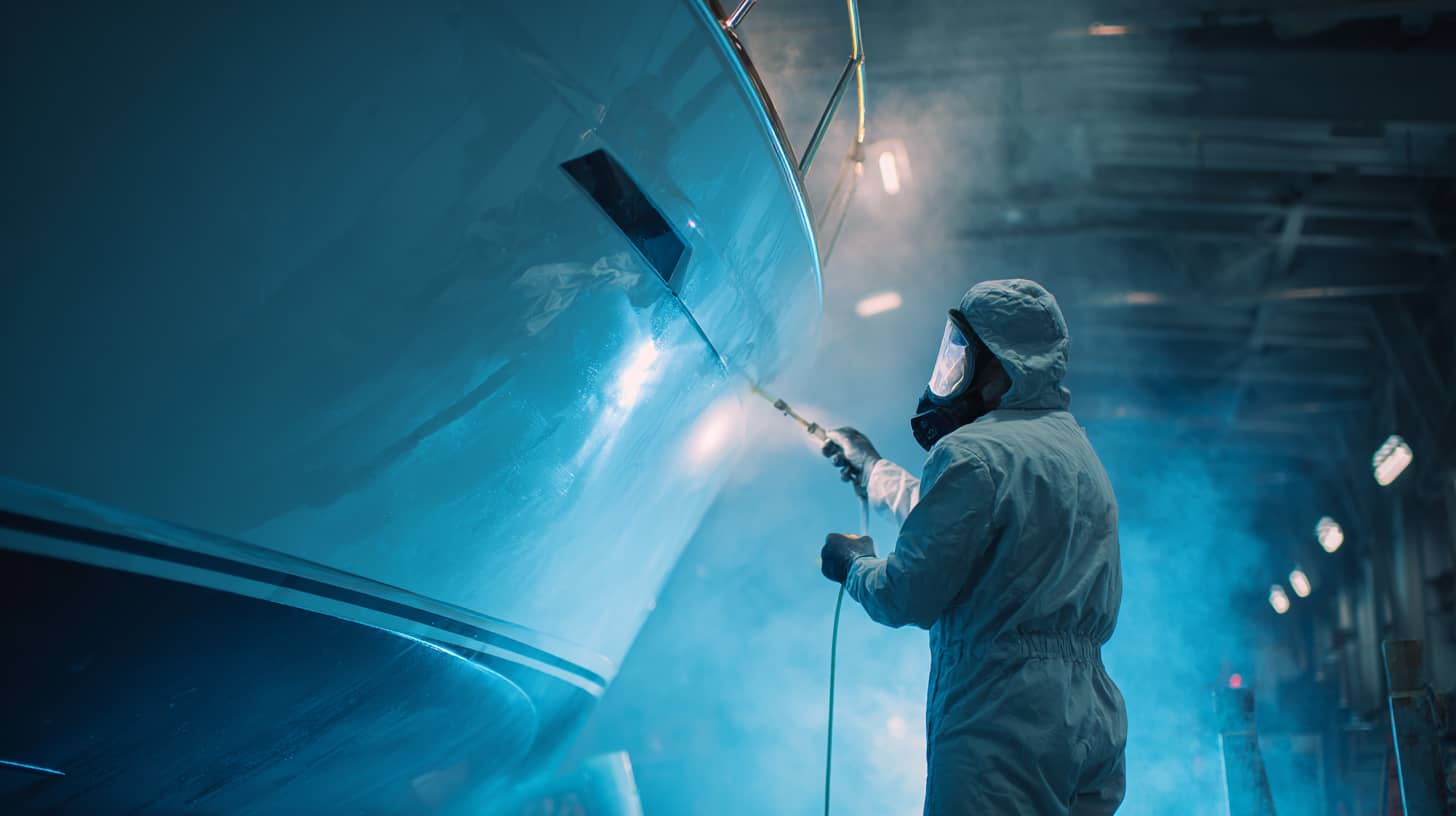 Professionelle Yachtlackierung von Coater GmbH, spezialisiert auf marine Beschichtungen, Korrosionsschutz und industrielle Beschichtungen.